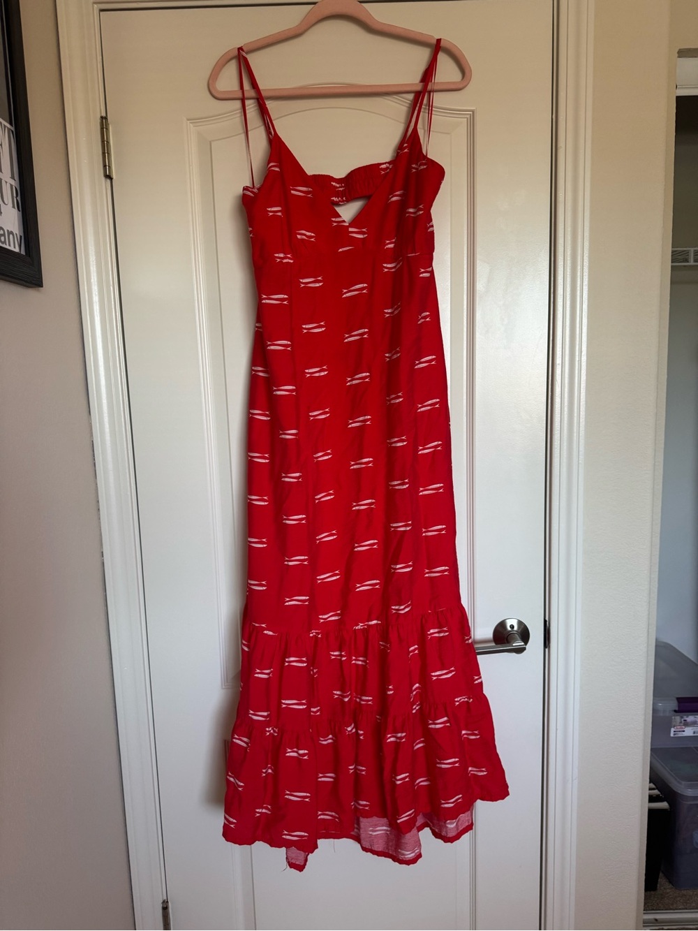 a new day Red Maxi Dress with White Stripe Detail
